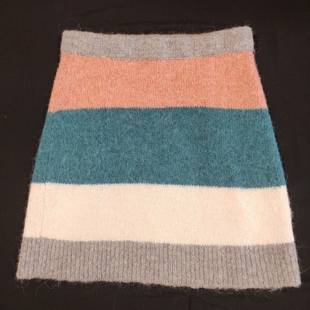 Lou & Grey For Loft Skirt Size Small Alpaca/Wool Blend Mini Color Block Spring